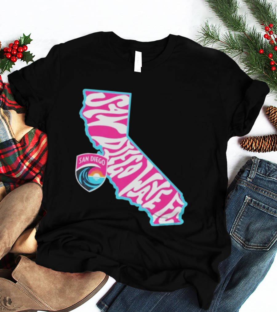 San Diego Wave FC Groovy California Pink State T-Shirt