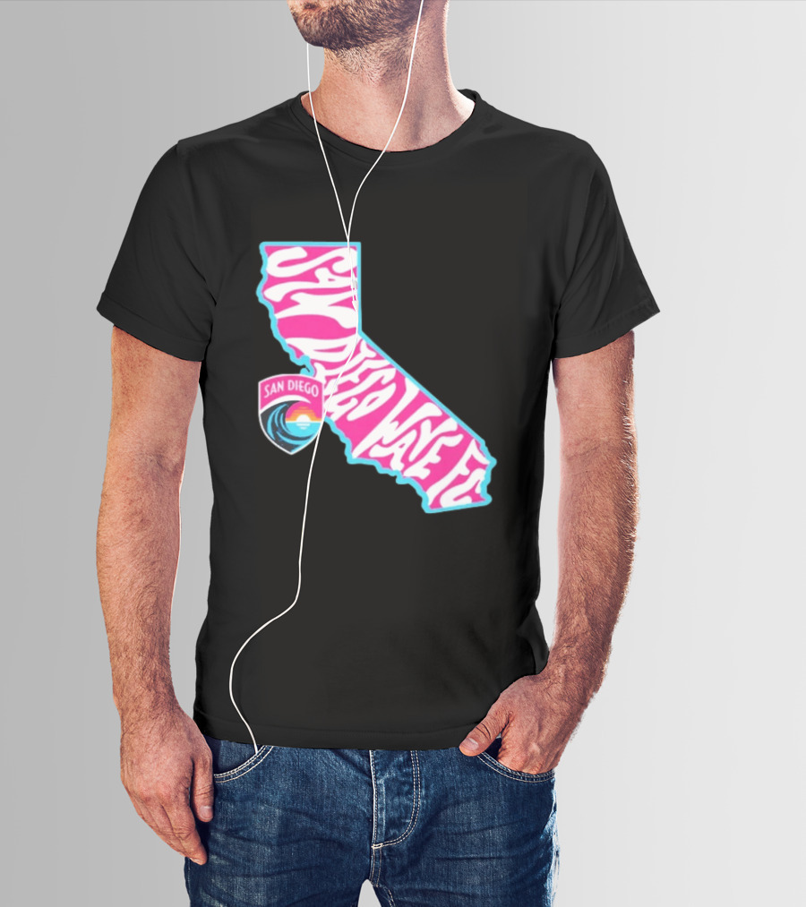 San Diego Wave FC Groovy California Pink State T-Shirt