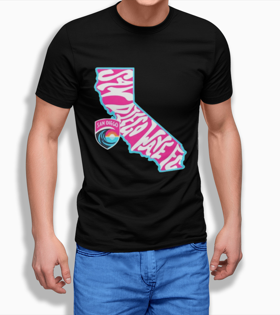 San Diego Wave FC Groovy California Pink State T-Shirt