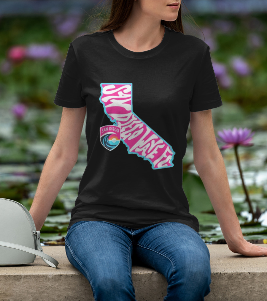 San Diego Wave FC Groovy California Pink State T-Shirt
