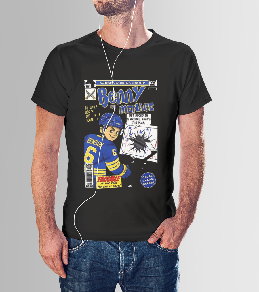 Sarbes Comics Benny The Menace Zach Benson Trouble Buffalo Sabres Hockey T-Shirt