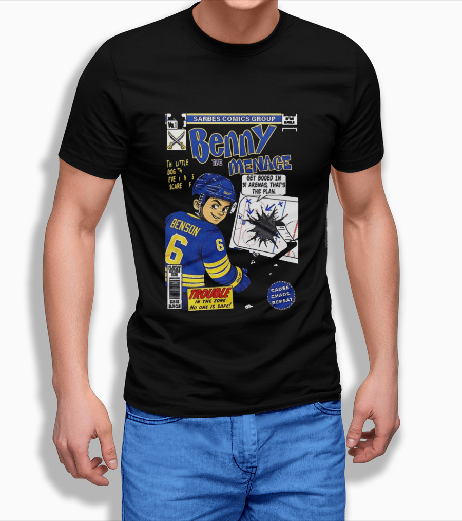 Sarbes Comics Benny The Menace Zach Benson Trouble Buffalo Sabres Hockey T-Shirt