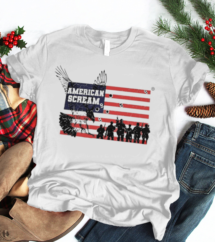 American Scream Soldiers USA Flag Eagle T-Shirt