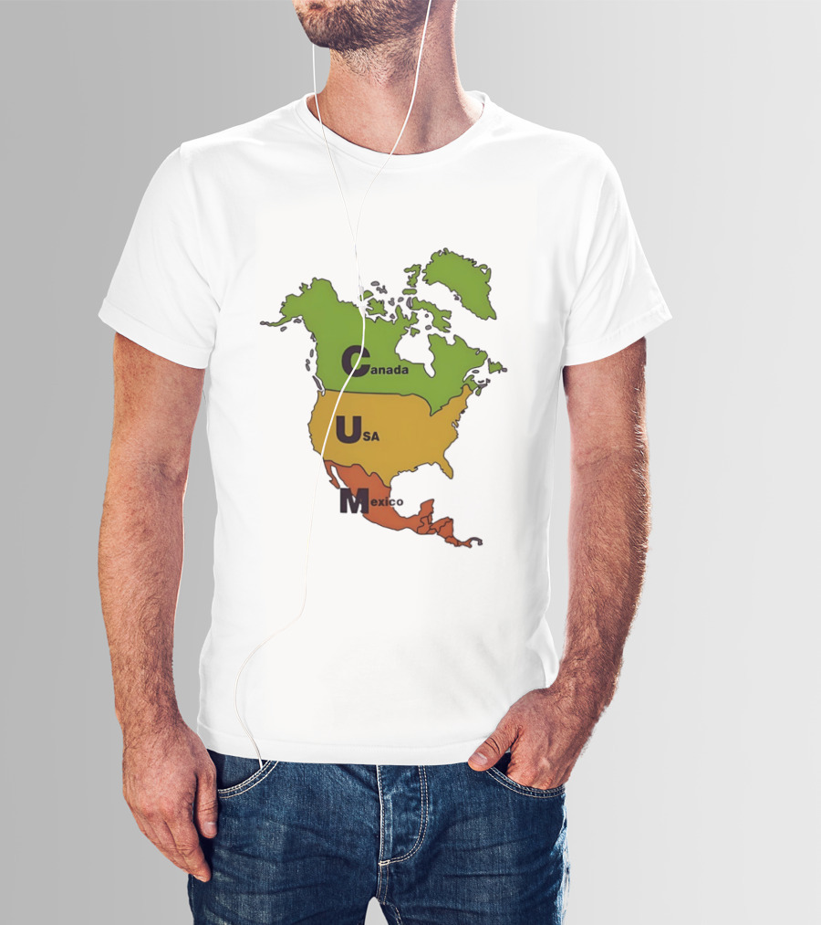 Canada USA Mexico Map CUM Bold Letters T-Shirt