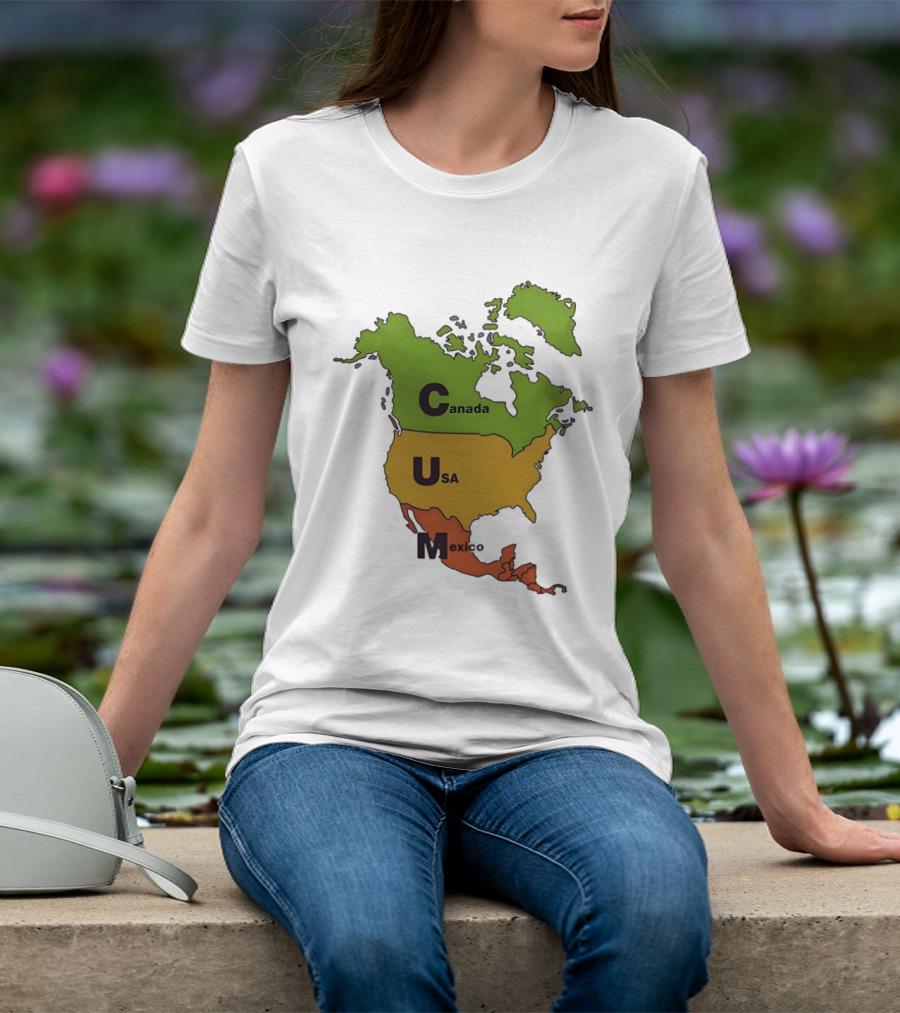 Canada USA Mexico Map CUM Bold Letters T-Shirt