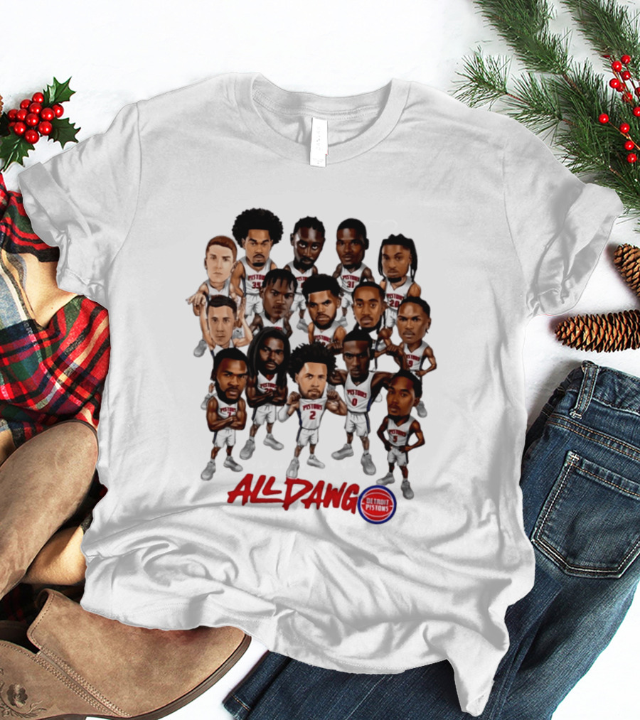 Detroit Pistons All Dawg Team Caricature Players T-Shirt