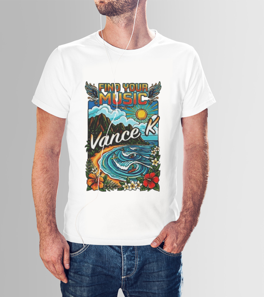 Find Your Music Vance K Tropical Surfing Paradise T-Shirt