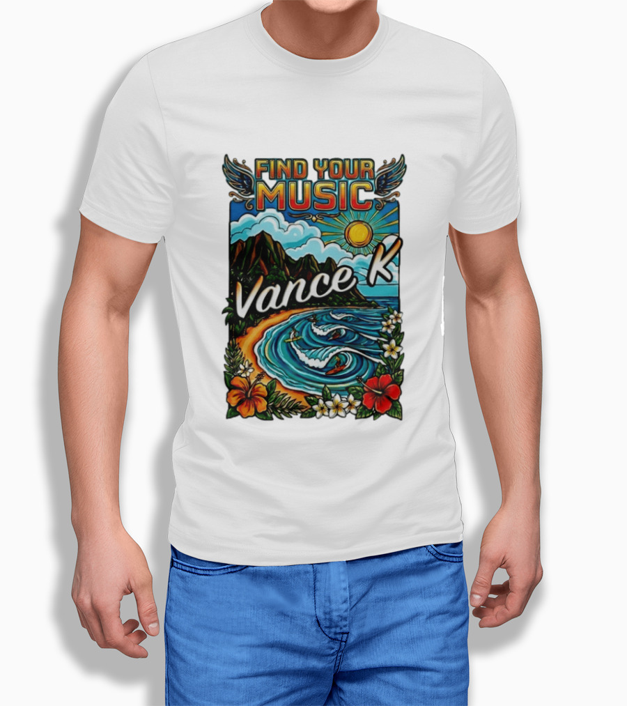 Find Your Music Vance K Tropical Surfing Paradise T-Shirt