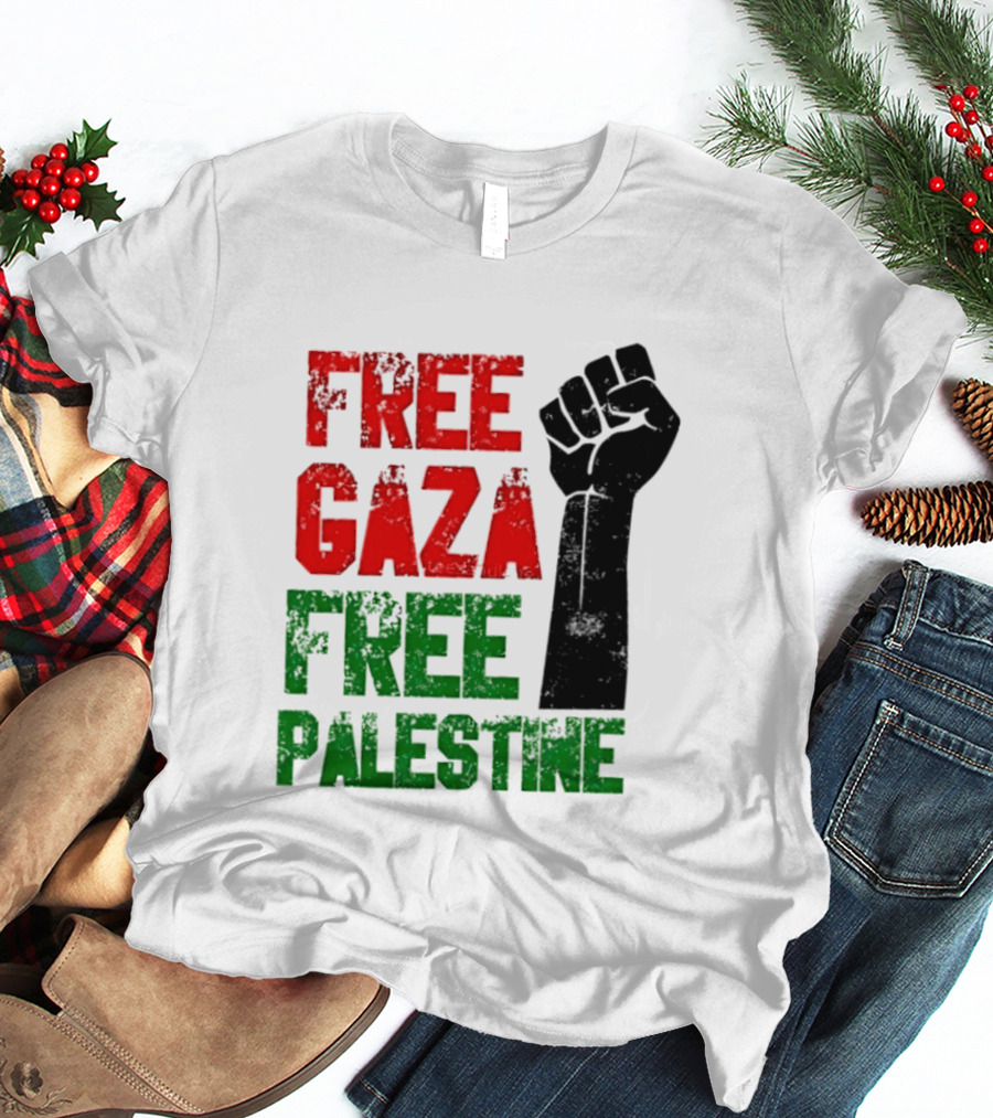 Free Gaza Free Palestine Raised Fist T-Shirt
