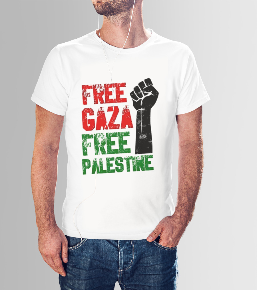 Free Gaza Free Palestine Raised Fist T-Shirt