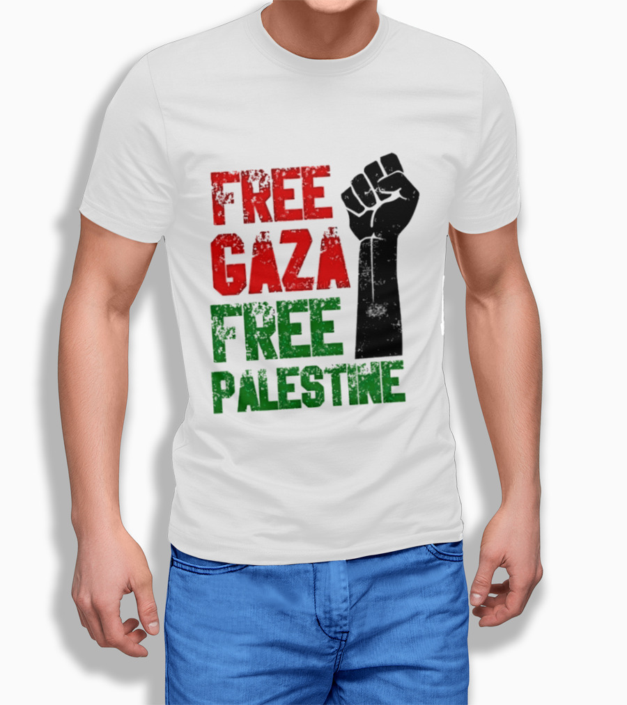 Free Gaza Free Palestine Raised Fist T-Shirt