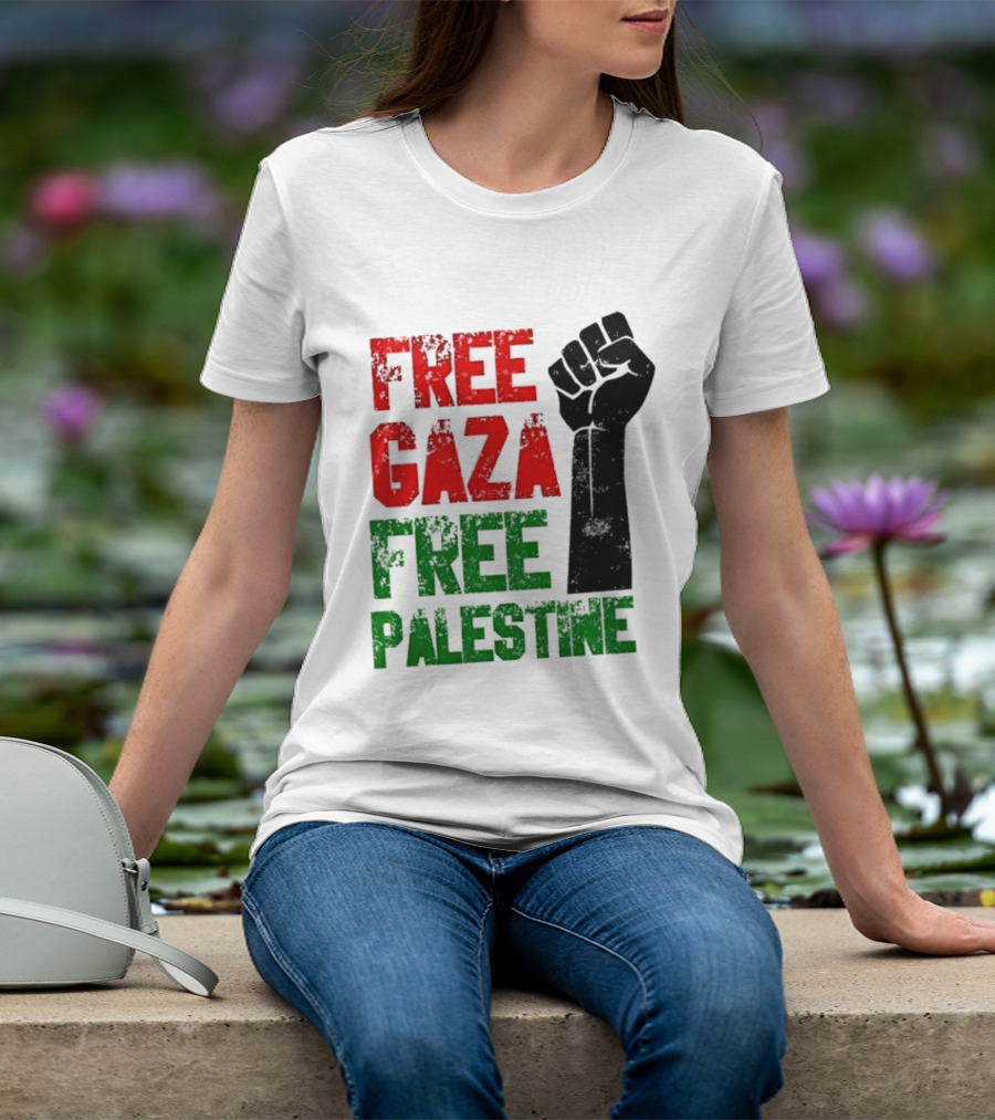 Free Gaza Free Palestine Raised Fist T-Shirt