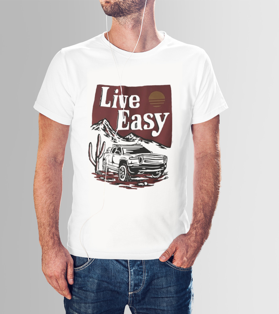 Live Easy Bronco Car Desert Adventure Sunset T-Shirt