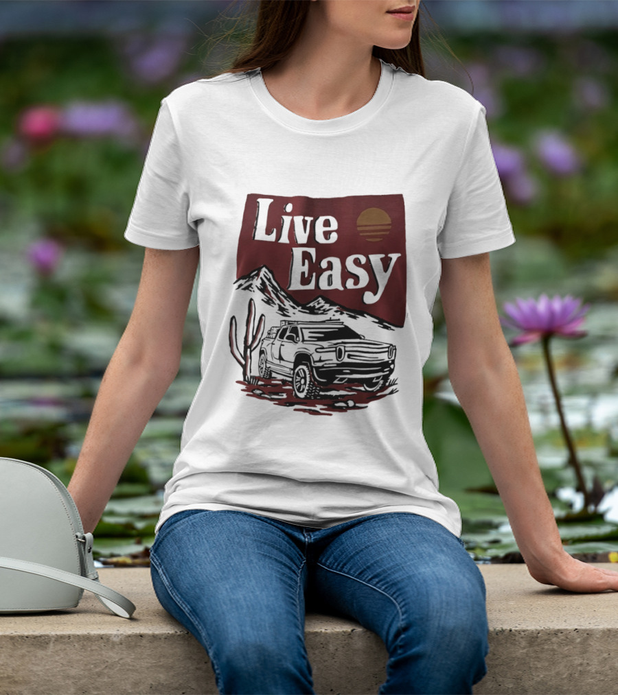 Live Easy Bronco Car Desert Adventure Sunset T-Shirt