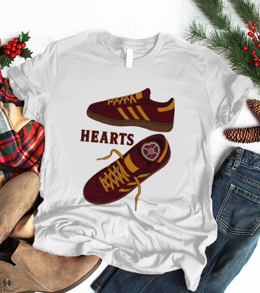 Hearts Casuals 1874 Maroon And Gold Shoes T-Shirt
