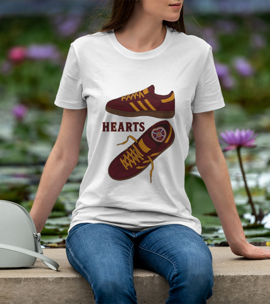 Hearts Casuals 1874 Maroon And Gold Shoes T-Shirt