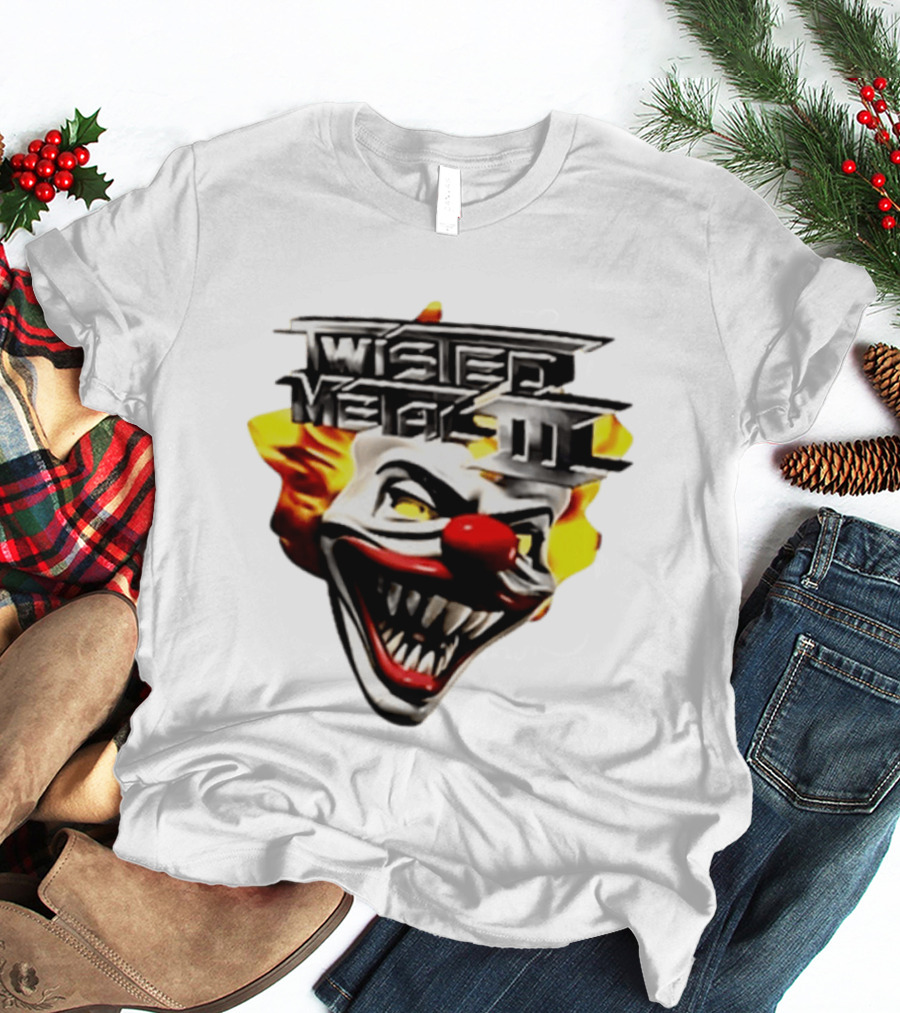 Twisted Metal III Sweet Tooth Clown Face Fiery Hair T-Shirt