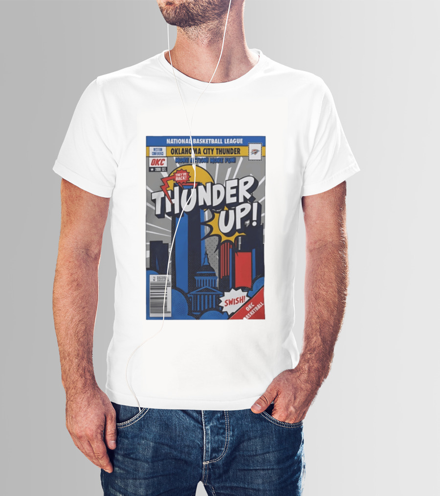 National Basketball League Oklahoma City Thunder Up Comic Swish They're Back OKC Basketball T-Shirt