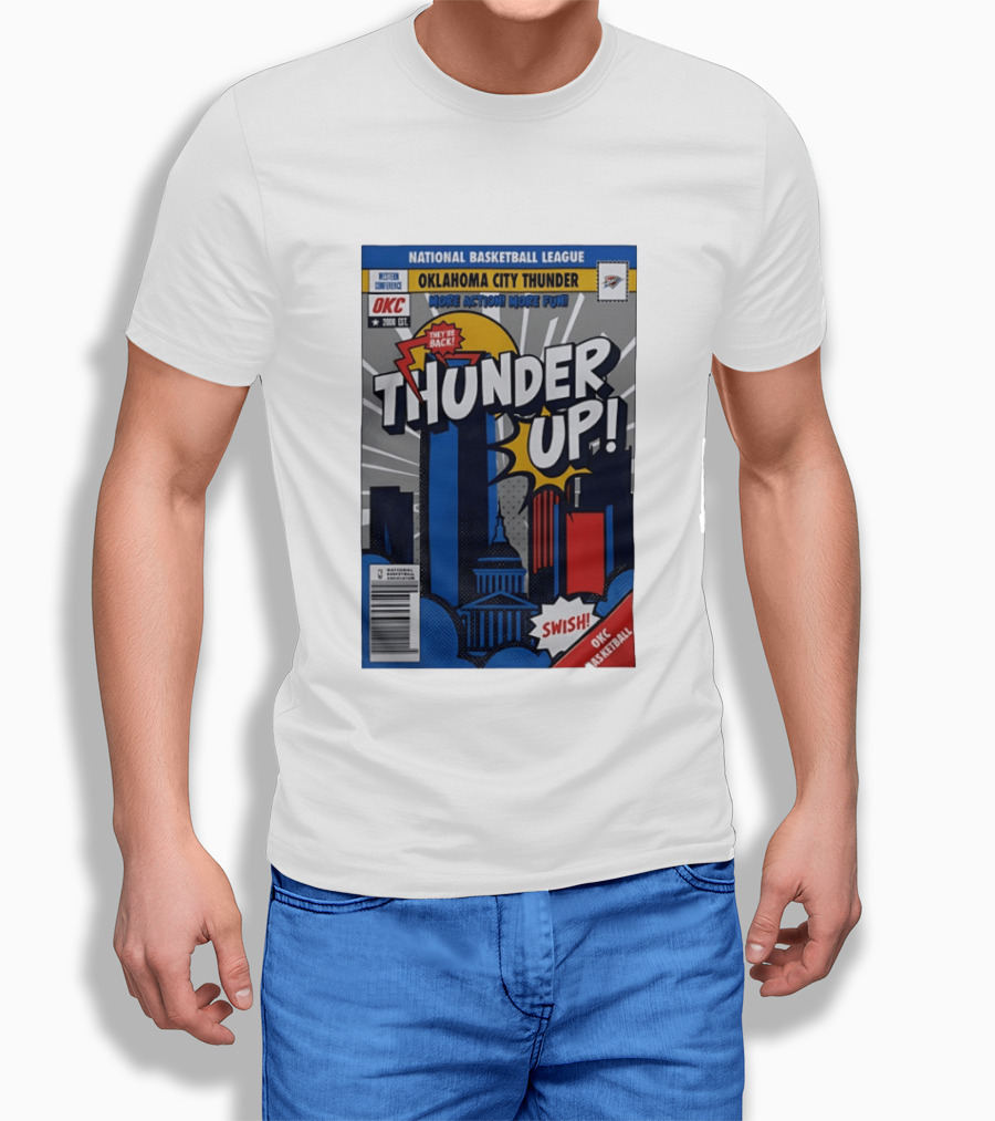 National Basketball League Oklahoma City Thunder Up Comic Swish They're Back OKC Basketball T-Shirt