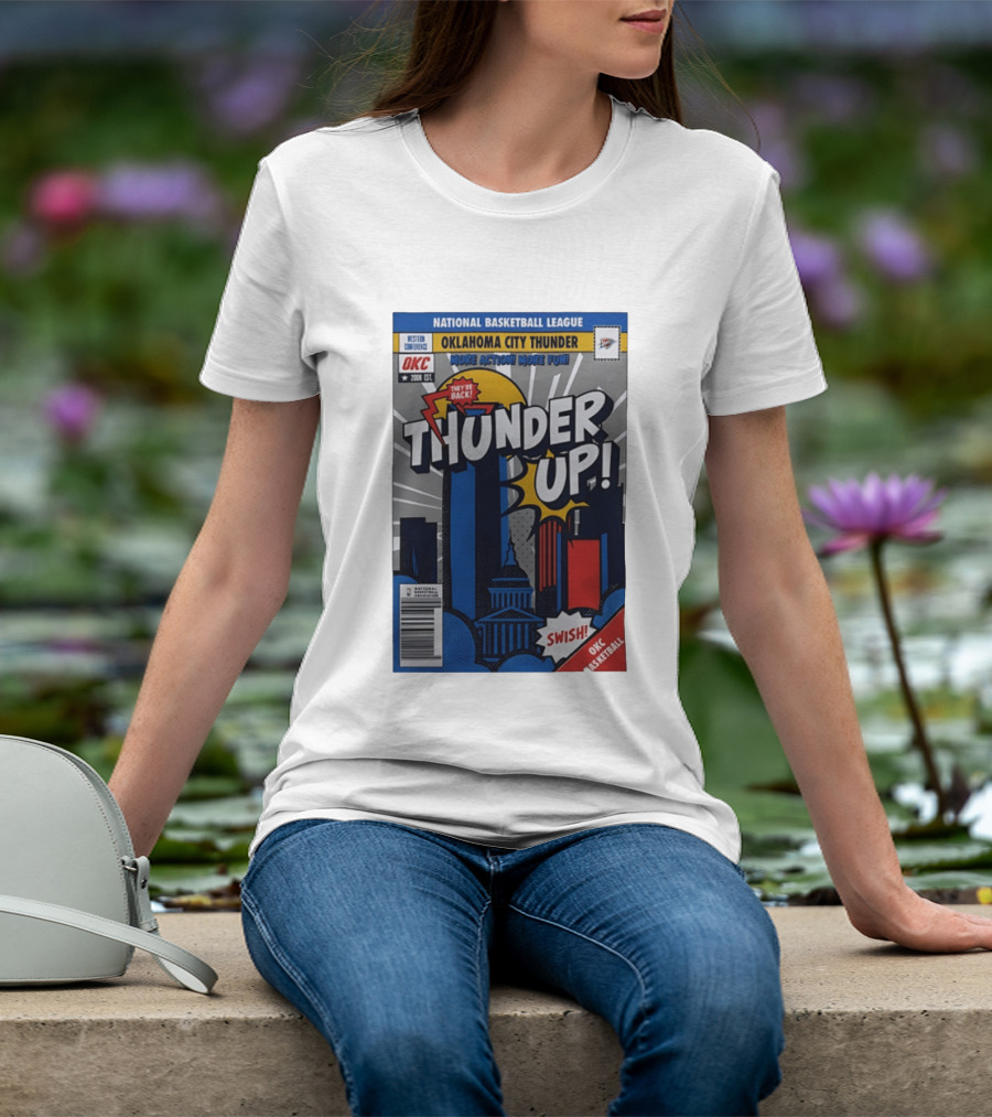 National Basketball League Oklahoma City Thunder Up Comic Swish They're Back OKC Basketball T-Shirt