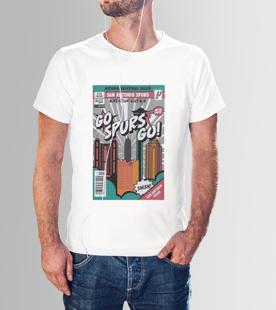 National Basketball League San Antonio Spurs More Action More Fun Go Spurs Go Swish Back Texas T-Shirt