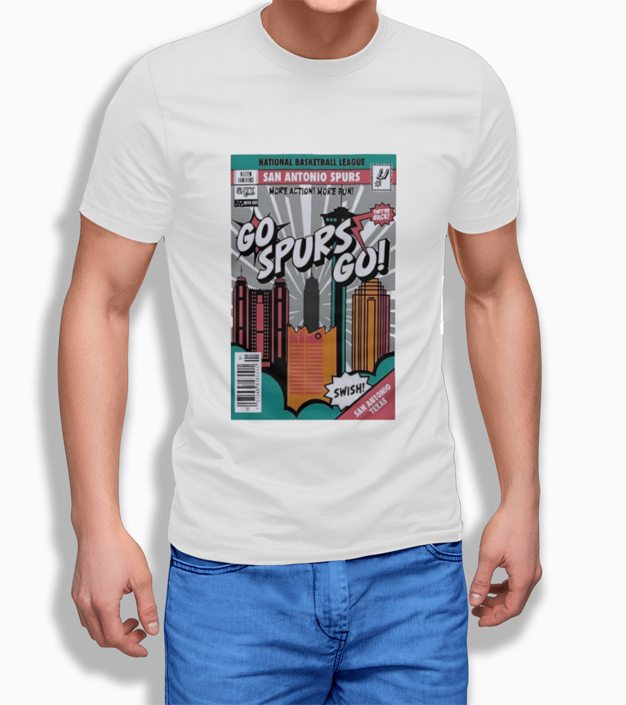 National Basketball League San Antonio Spurs More Action More Fun Go Spurs Go Swish Back Texas T-Shirt