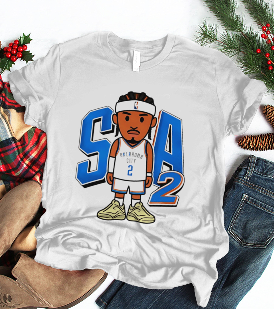 Shai Gilgeous Alexander Oklahoma City 2 Blue SA Caricature T-Shirt