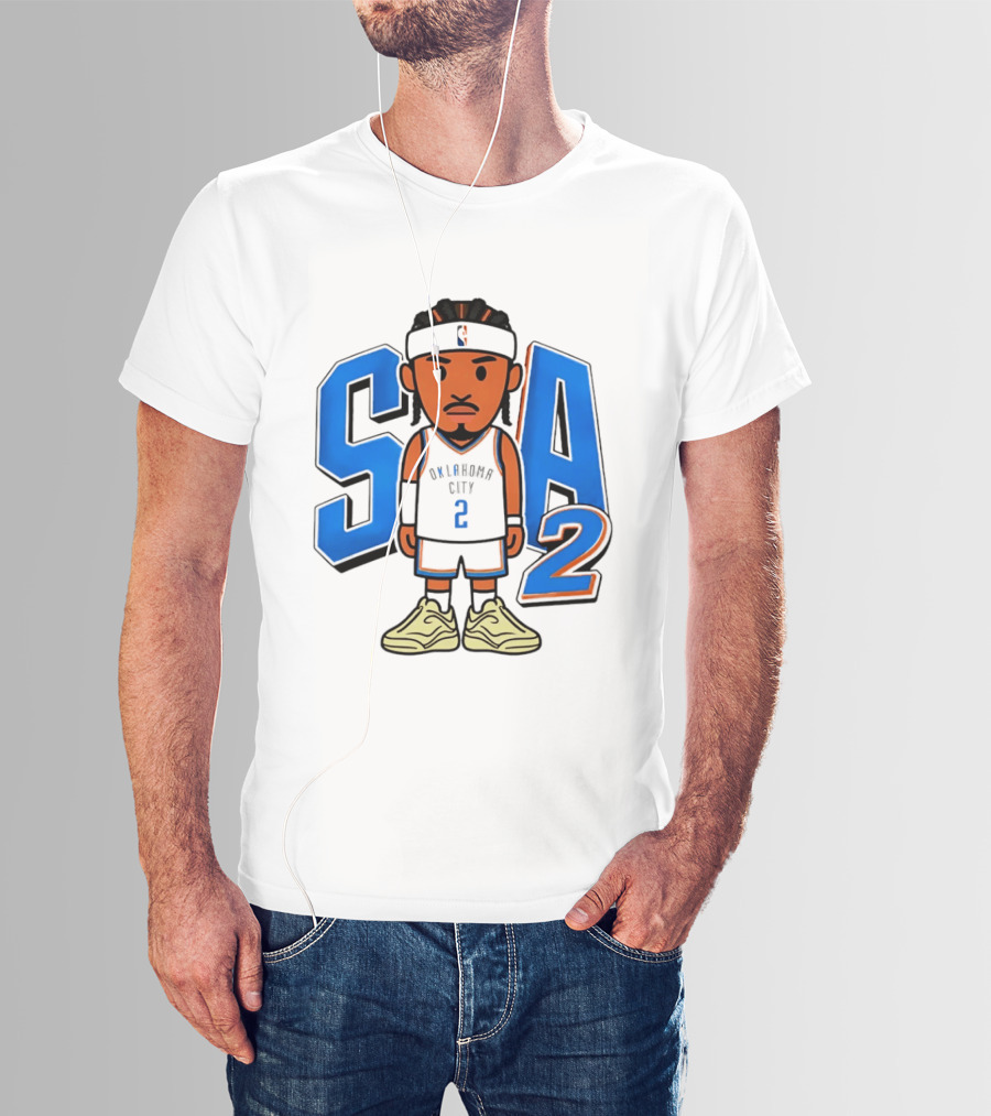 Shai Gilgeous Alexander Oklahoma City 2 Blue SA Caricature T-Shirt