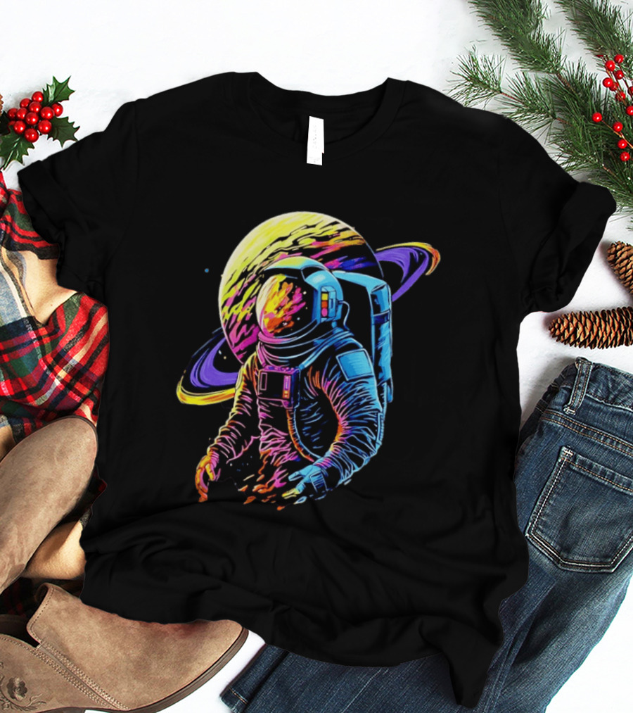 Astronaut Neon Into The Am Saturn Space Adventure T-Shirt