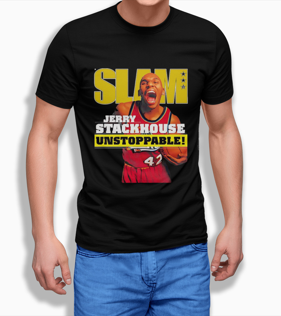 Jerry Stackhouse SLAM Unstoppable Detroit Pistons 42 Hardwood Classics Basketball T-Shirt
