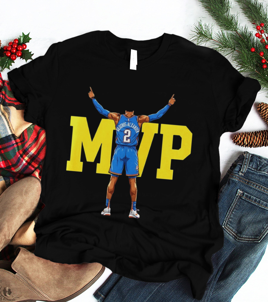 MVP Back 2 Back Shai Gilgeous Alexander Oklahoma City Thunder Basketball Player Blue Jersey Number 2 T-Shirt