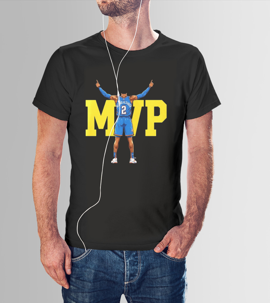 MVP Back 2 Back Shai Gilgeous Alexander Oklahoma City Thunder Basketball Player Blue Jersey Number 2 T-Shirt