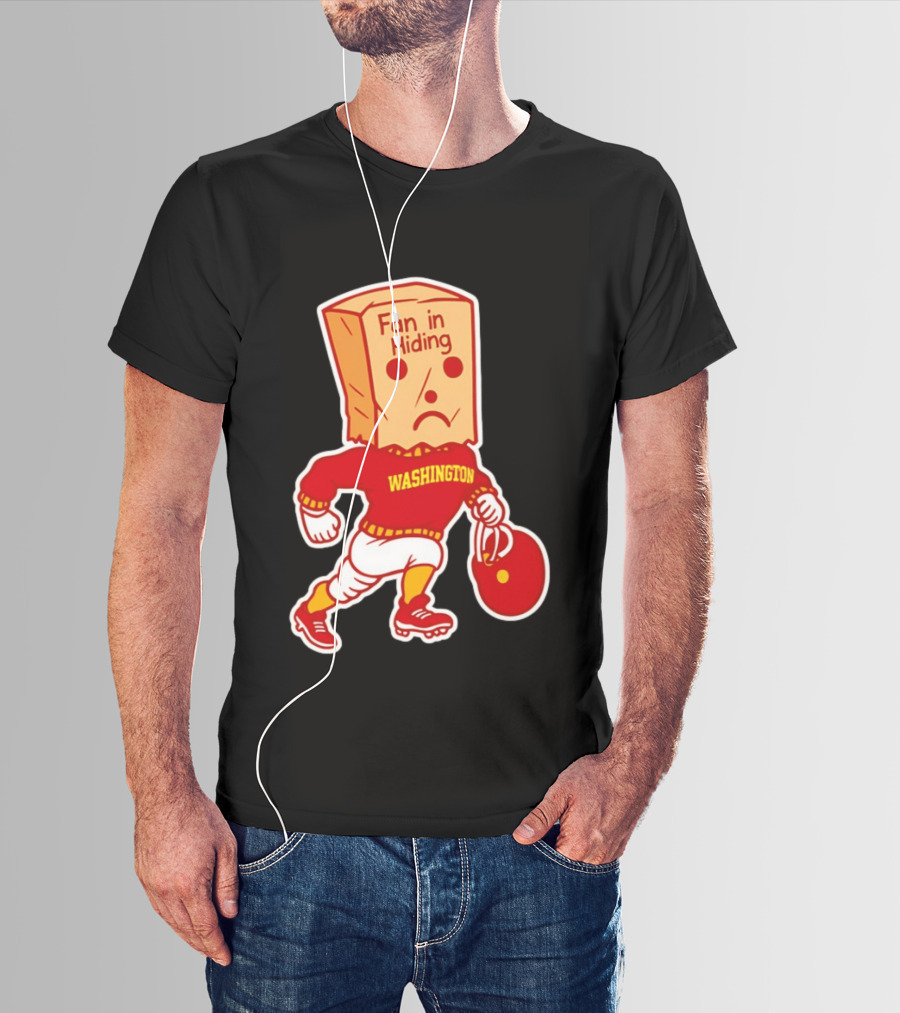 Washington Commanders Fan In Hiding Paper Bag Football Humor T-Shirt