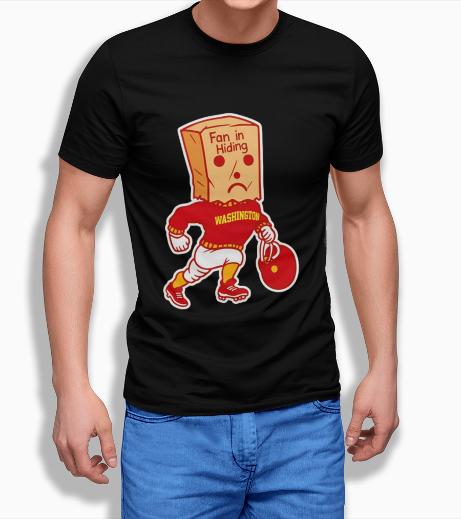 Washington Commanders Fan In Hiding Paper Bag Football Humor T-Shirt