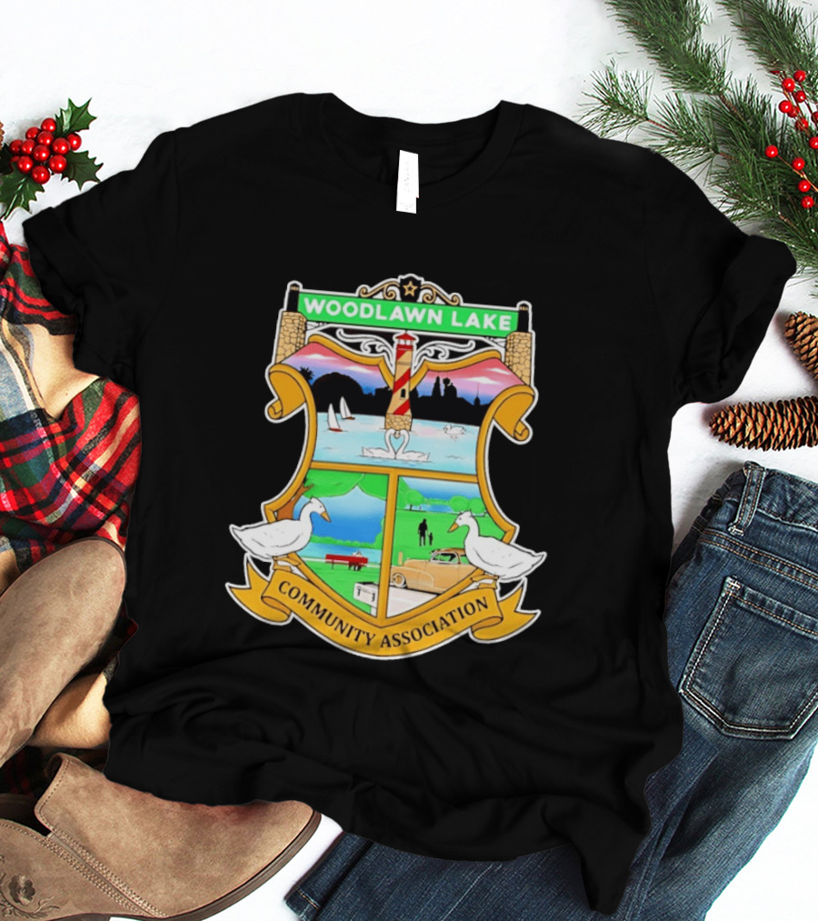 Woodlawn Lake Community Association Scenic Emblem In San Antonio Texas T-Shirt