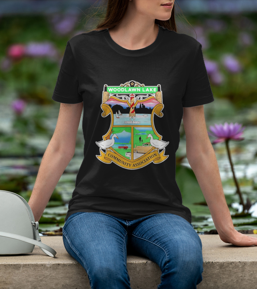 Woodlawn Lake Community Association Scenic Emblem In San Antonio Texas T-Shirt