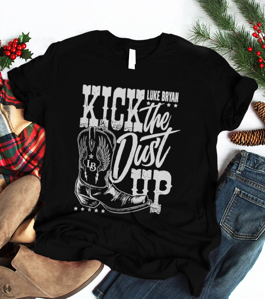 Luke Bryan Kick The Dust Up Cowboy Boot Wing Stars T-Shirt