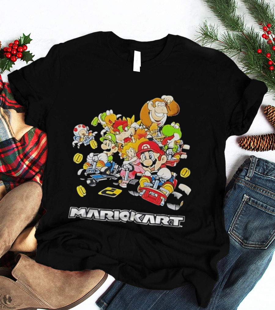 MARIOKART Racing Characters Compilation Black T-Shirt