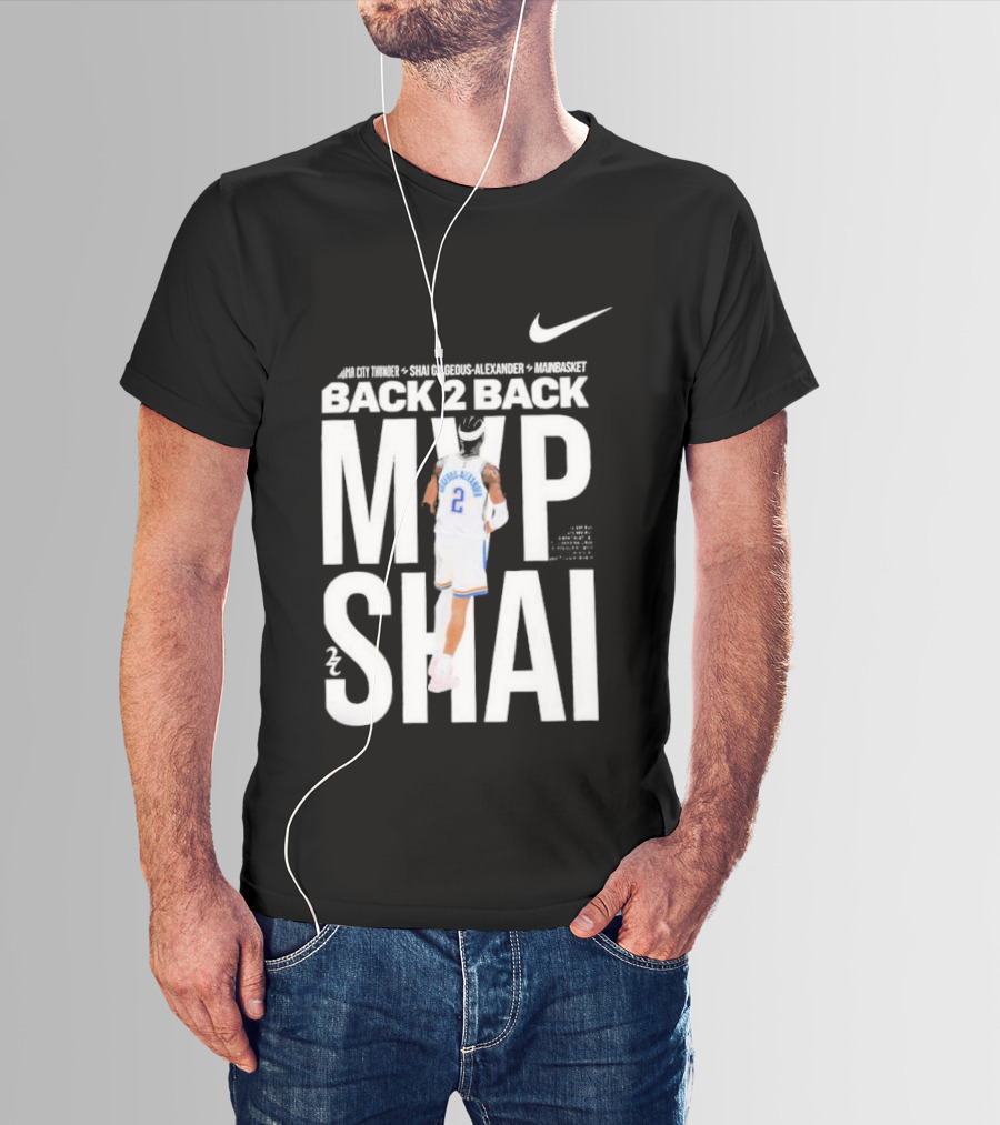 SGA Shai Gilgeous Alexander Back 2 Back MVP OKC Thunder Nike T-Shirt