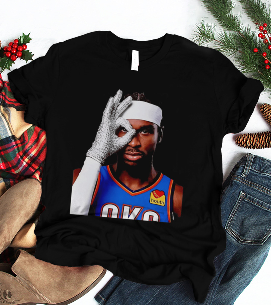 Shai Gilgeous Alexander OKC Thunders Houta Jersey Iceman Glove Gesture T-Shirt