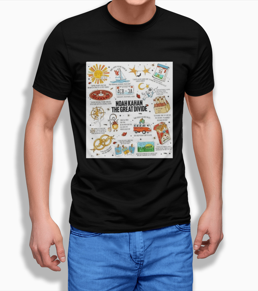 Noah Kahan The Great Divide Album Art Lyric Doodle August 31 Highlights T-Shirt