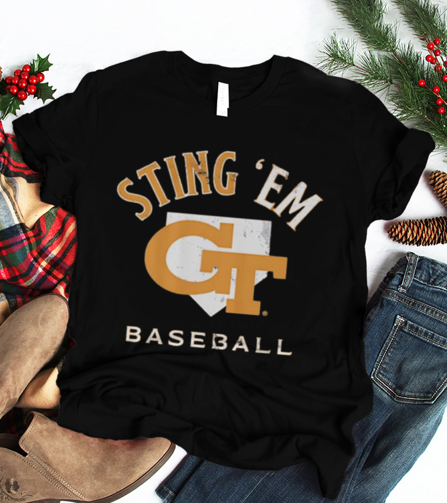Georgia Tech Yellow Jackets Sting 'Em GT Baseball Home Plate T-Shirt