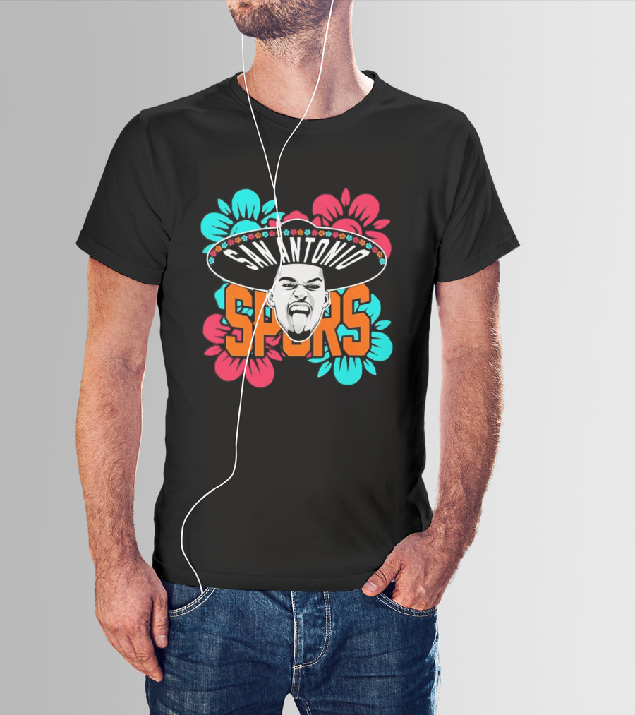 San Antonio Spurs Victor Wembanyama Sombrero Flowers T-Shirt