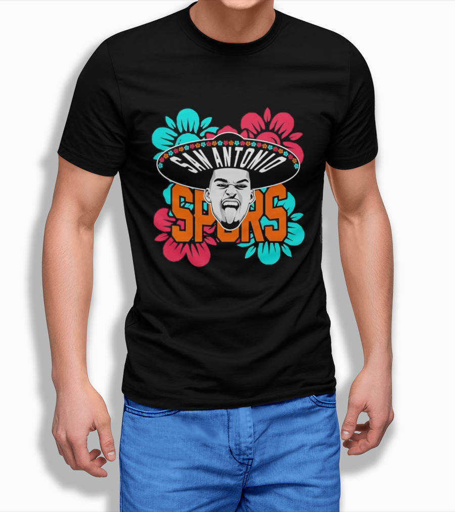 San Antonio Spurs Victor Wembanyama Sombrero Flowers T-Shirt