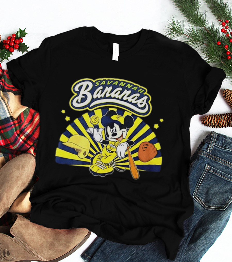 Savannah Bananas Mickey Mouse Baseball Team Sports Fan T-Shirt