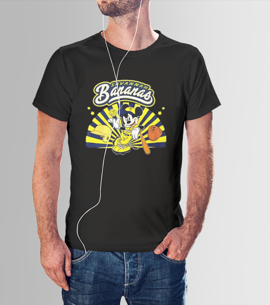Savannah Bananas Mickey Mouse Baseball Team Sports Fan T-Shirt