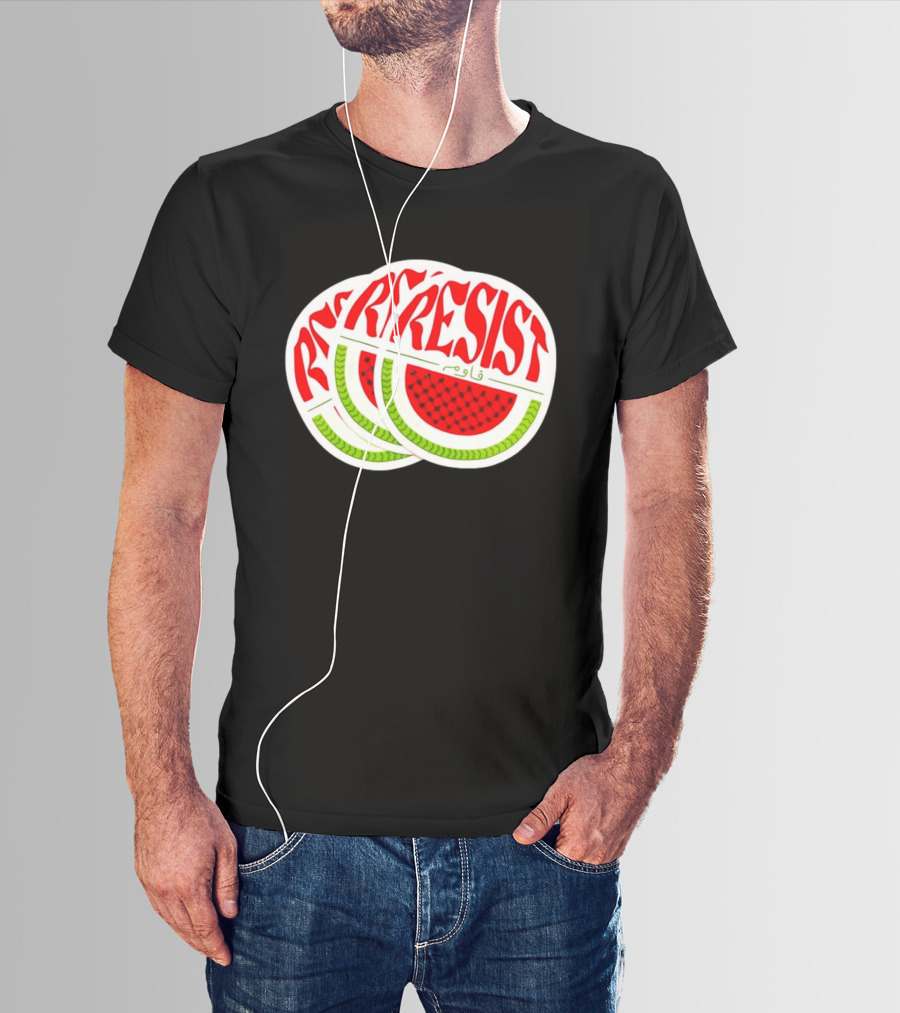 Watermelon Keffiyeh Resist Free Palestine Arabic Text قاوم T-Shirt