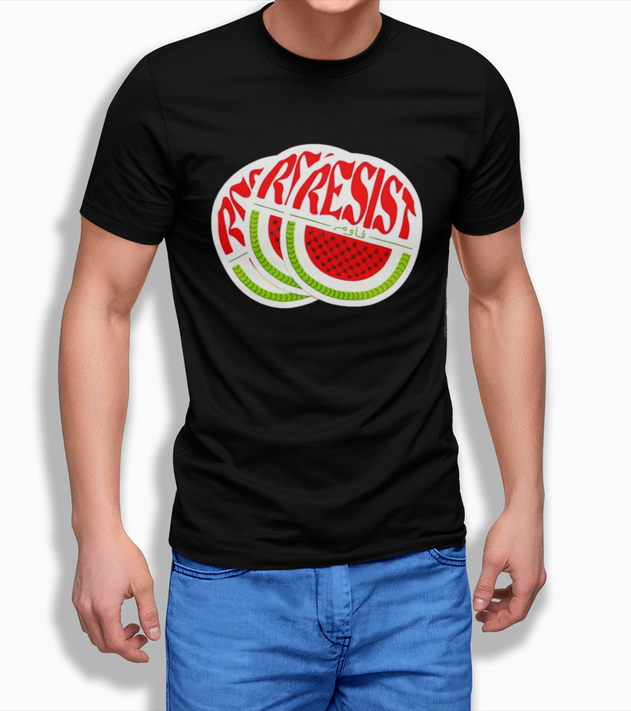 Watermelon Keffiyeh Resist Free Palestine Arabic Text قاوم T-Shirt