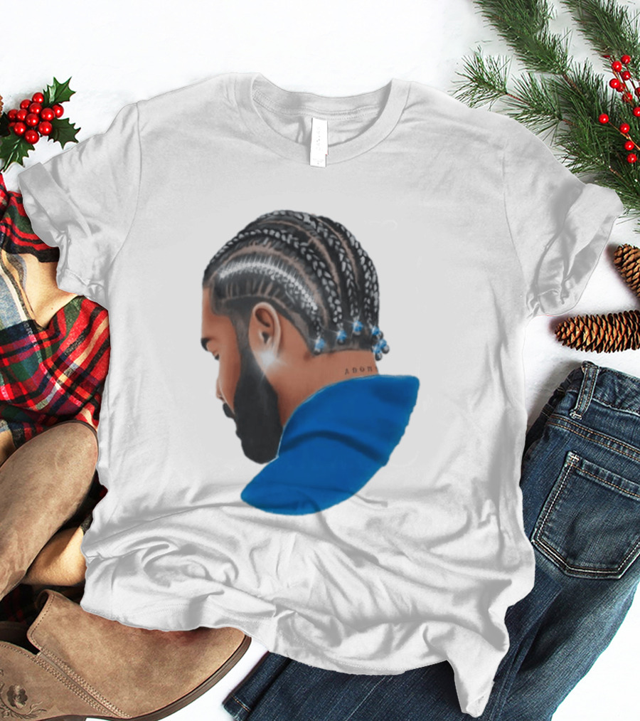 Drake Cornrow Braid Hairstyle Blue Sparkle T-Shirt