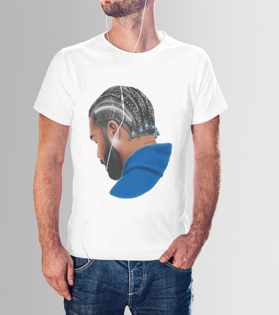 Drake Cornrow Braid Hairstyle Blue Sparkle T-Shirt